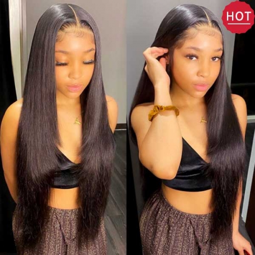 Hot Selling Straight Wave 4x4 HD Invisible Lace Wigs Suitable For All Skin Color 